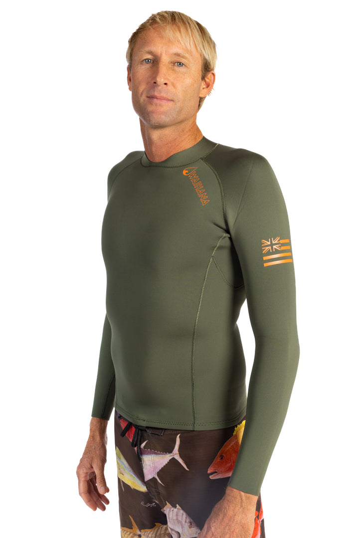 Men's Ranger Green Rear-zip Surf Top