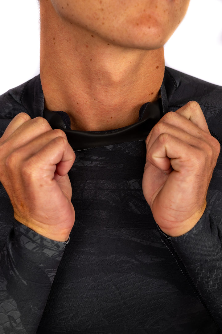 Men's Black Tropicam Rear-zip Surf Top