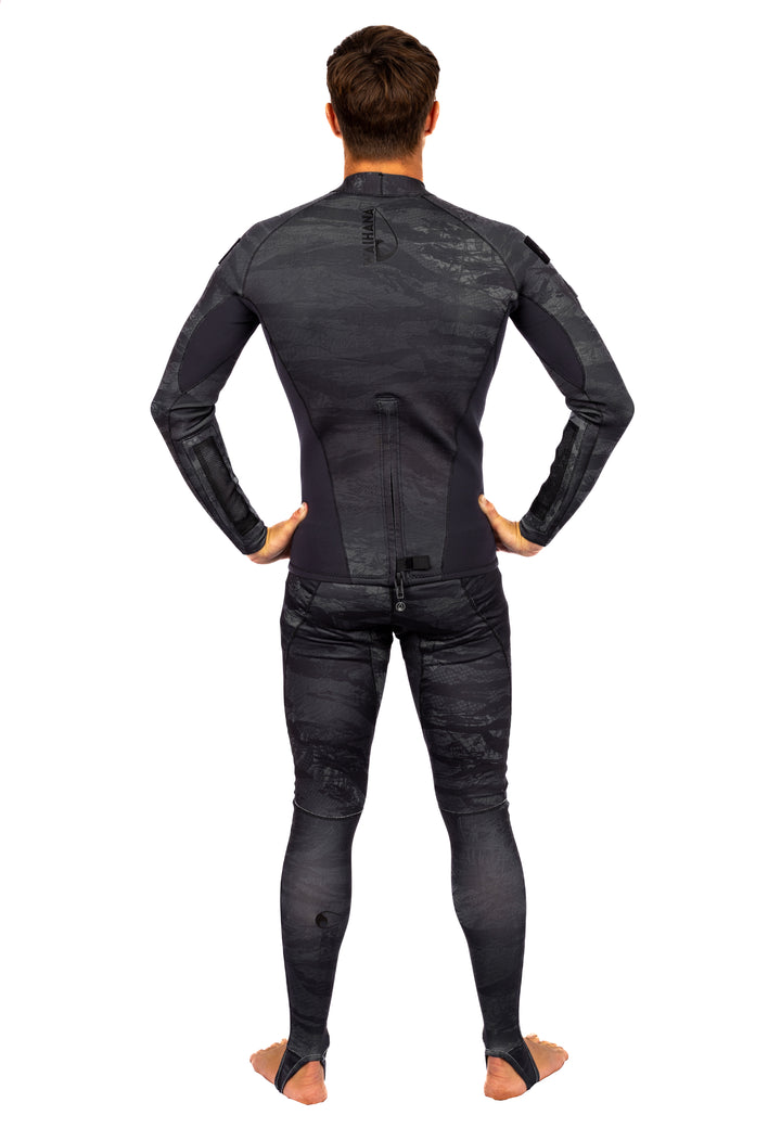 Men's Black Tropicam Rear-zip Surf Top
