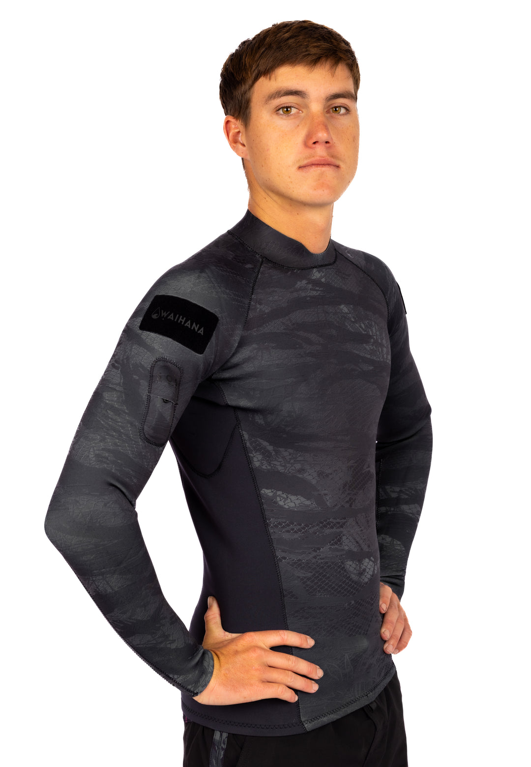 Men's Black Tropicam Rear-zip Surf Top