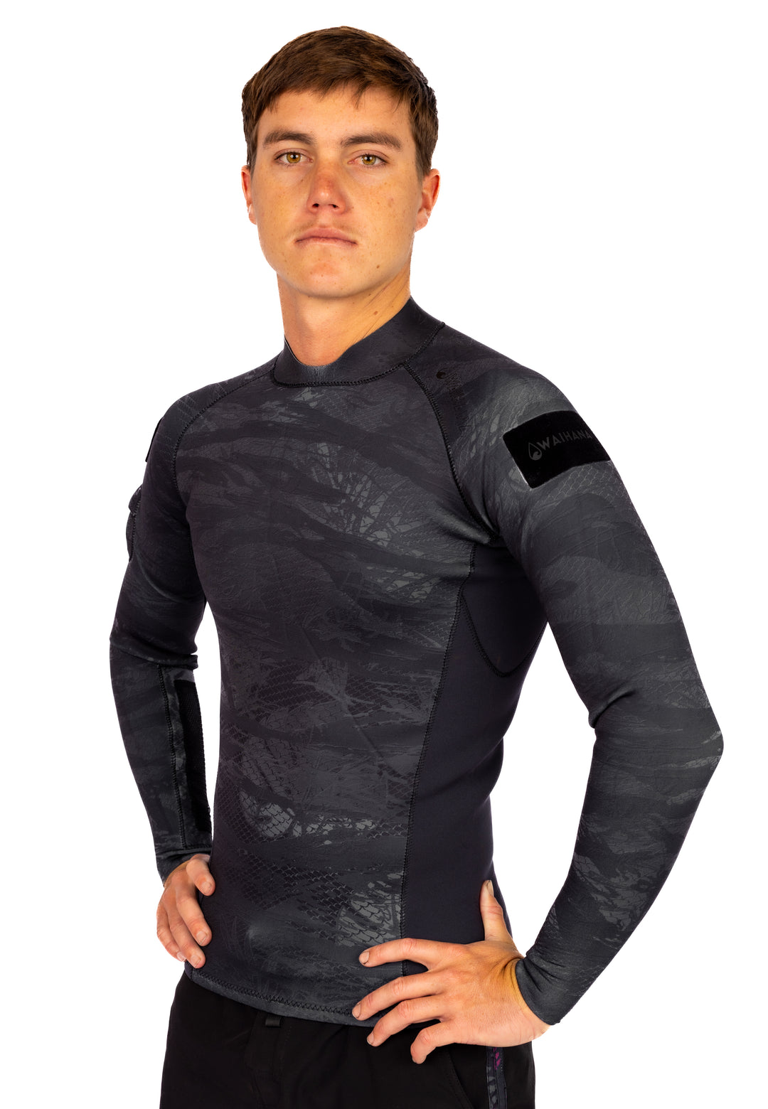 Men's Black Tropicam Rear-zip Surf Top