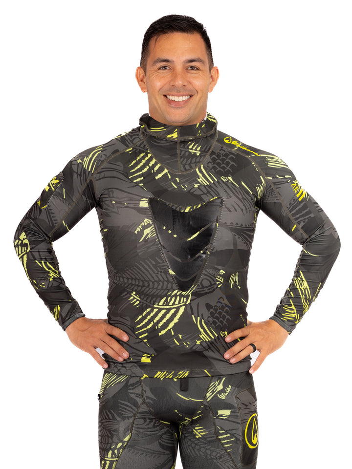 เสื้อรัชการ์ดมีฮู้ด Spearfishing ของ Lime Fishbone